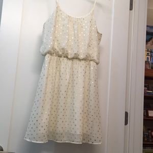 Ivory & Shimmery Gold Spaghetti Strap Dress